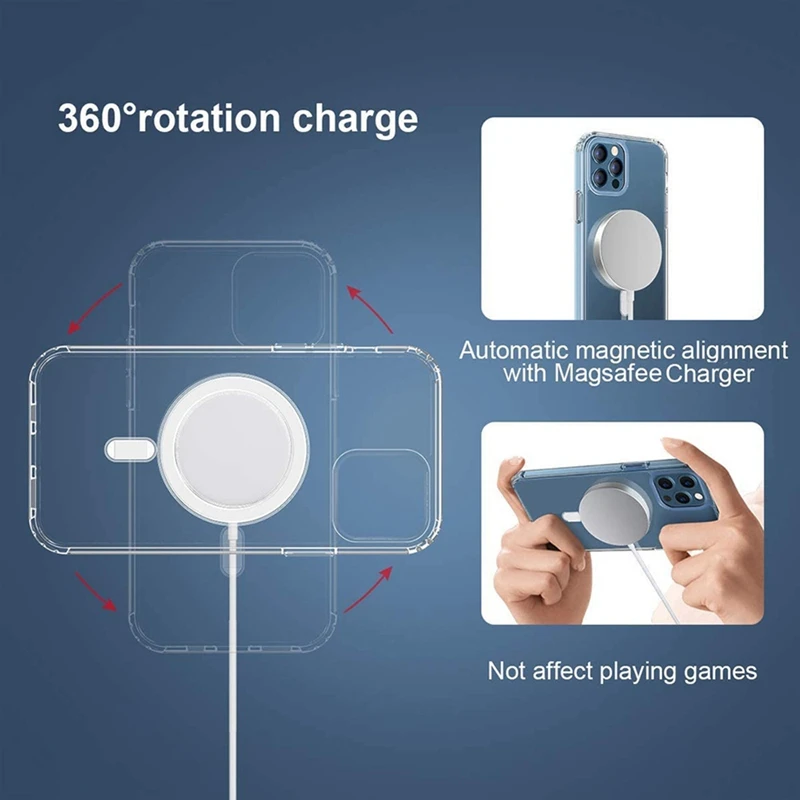 Clear Phone Case For iPhone 11 12 13 14 15 Pro Max For Magsafe Magnetic Wireless Charging Magsafe Case 7 8 XR XsMax Cover Case - onlinemegasale.com