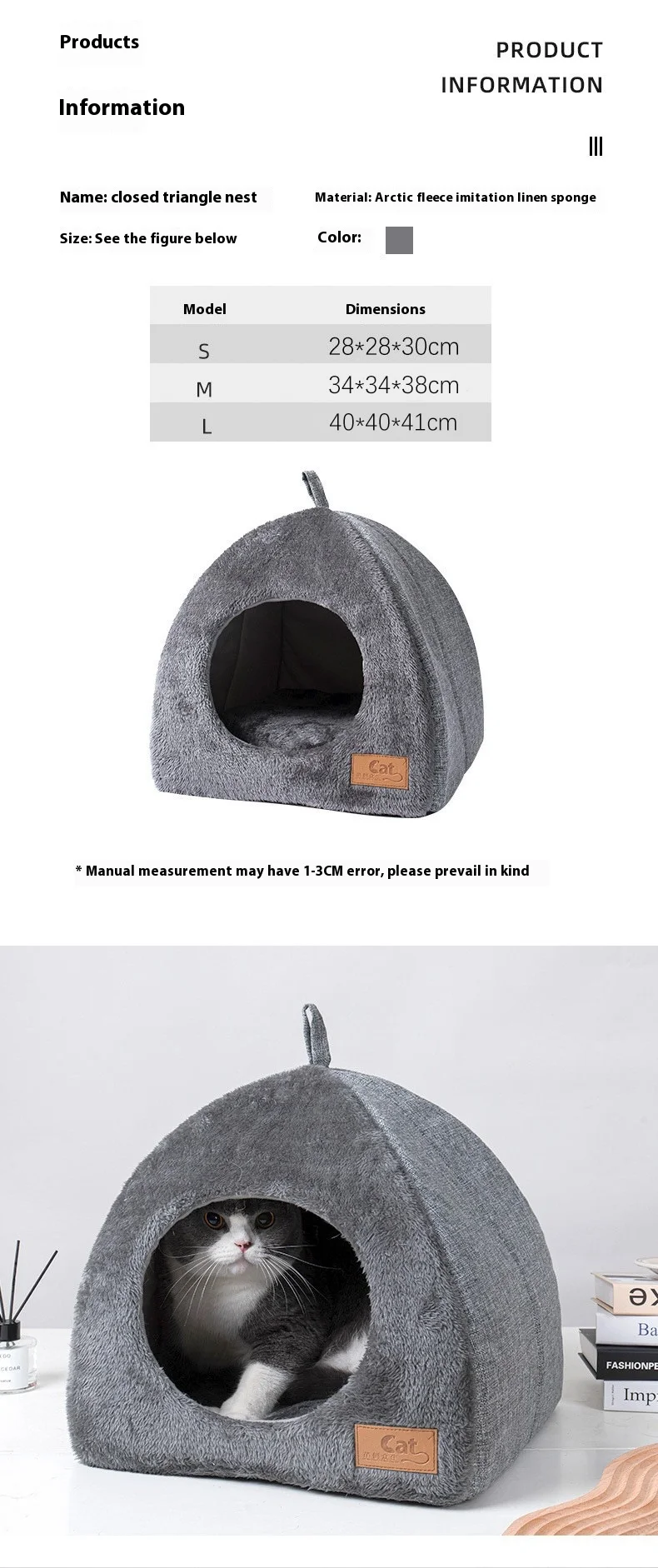 Triangle Cat Nest Closed Bed - onlinemegasale.com