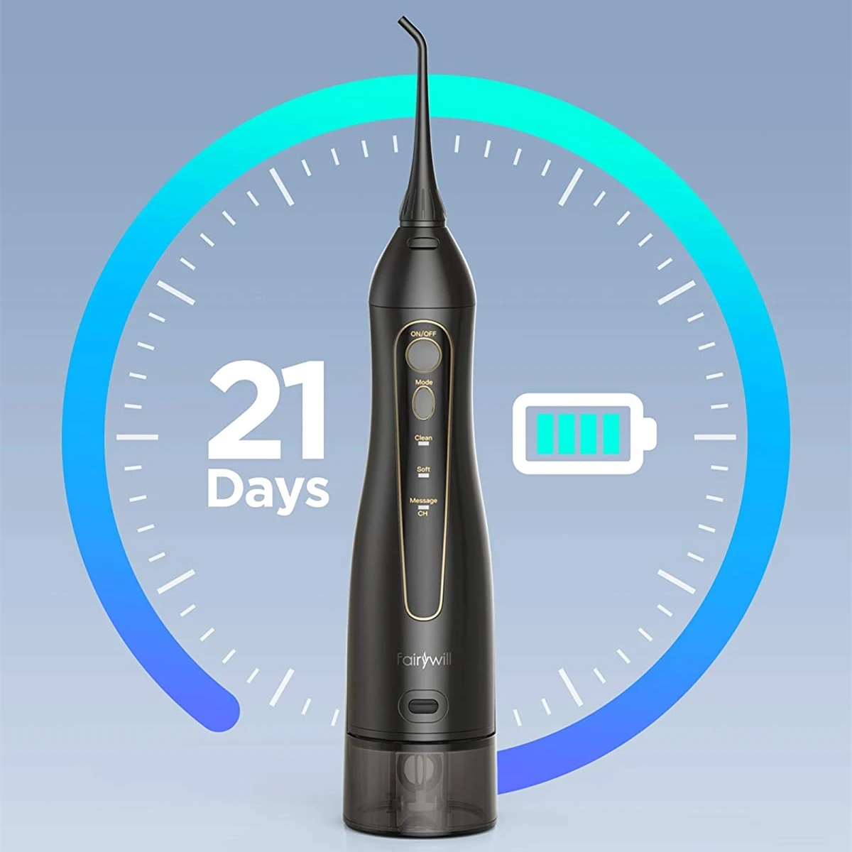 Fairywill Water Flossers Oral Irrigator Rechargeable Portable Dental 3 Modes Water Tank for Teeth 300ML Waterproof Teeth Cleaner - onlinemegasale.com