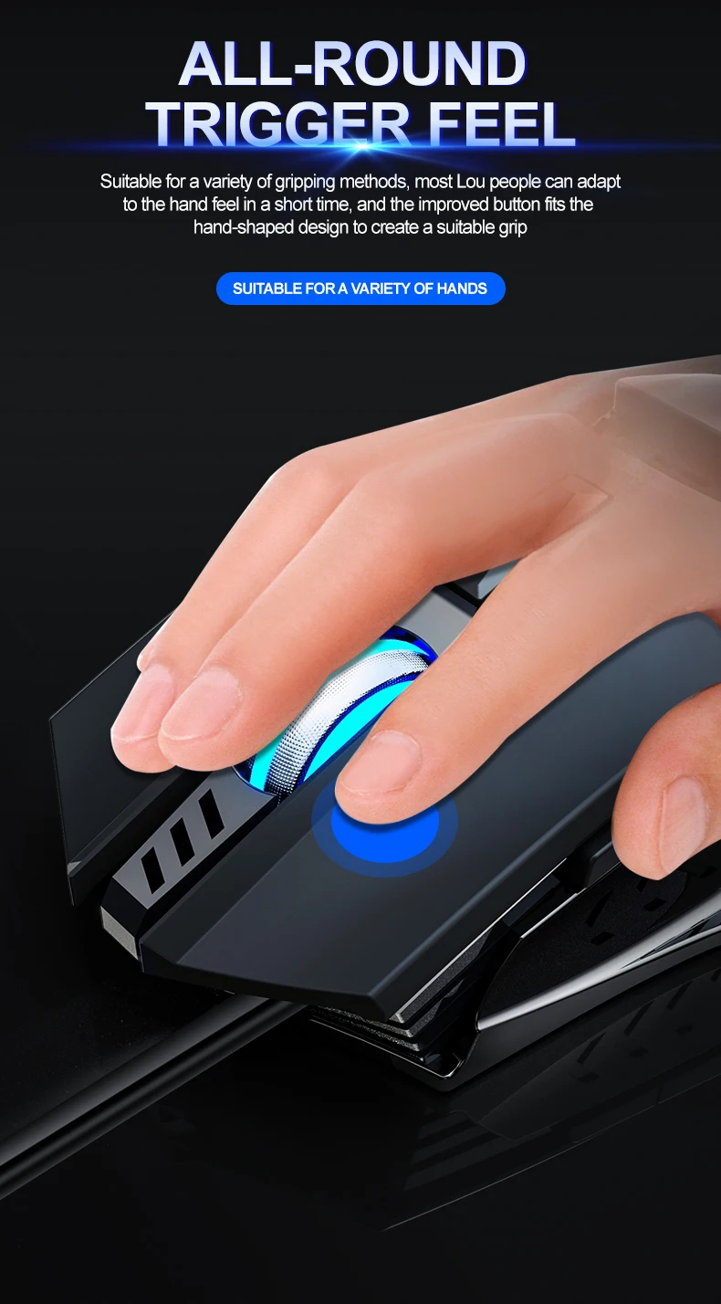 T-WOLF Mechanical Gaming Mouse Mechanical Esports Game Wired Backlit Mouse Laptop Suitable for Metal Rollers - onlinemegasale.com