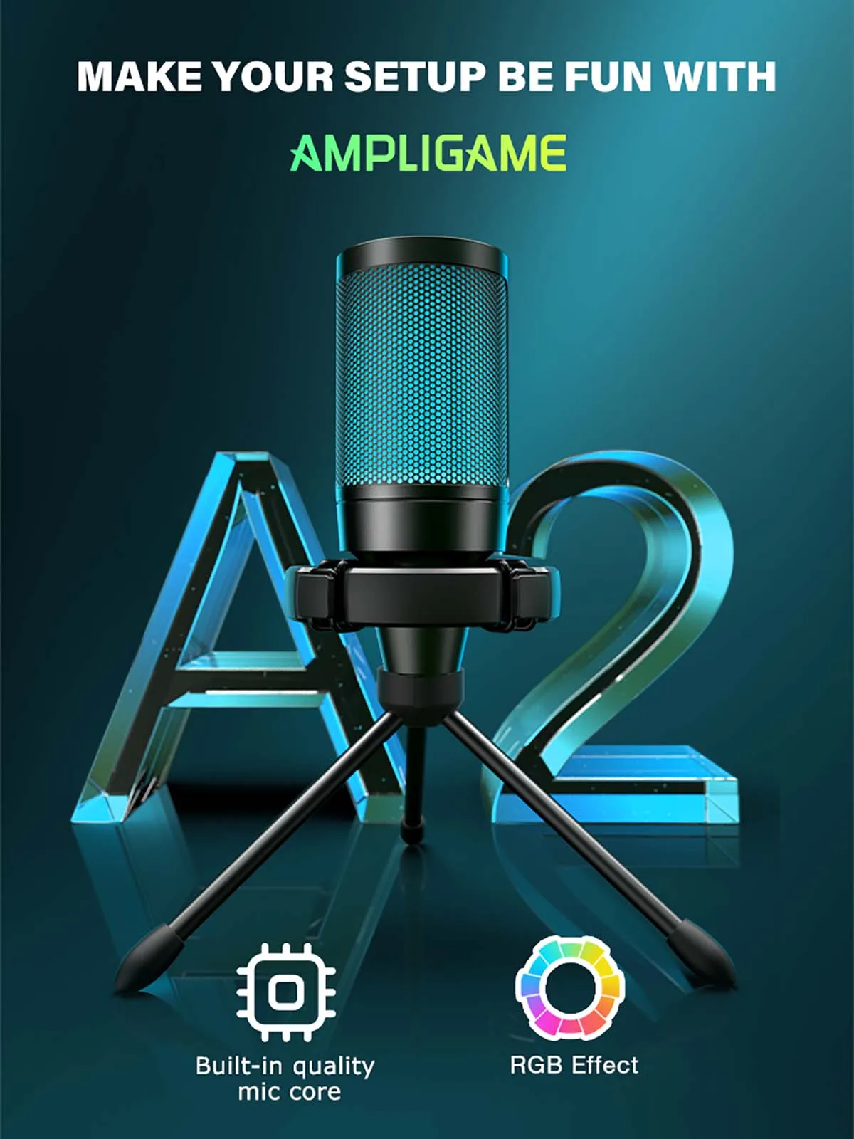 AmpliGame by FIFINE RGB USB Gaming Microphone with Light-touch Mute,Condenser Mic with Tripod for PC,PS4/5,Laptop Streaming-A2 - onlinemegasale.com AmpliGame by FIFINE RGB USB Gaming Microphone with Light-touch Mute,Condenser Mic with Tripod for PC,PS4/5,Laptop Streaming-A2 - onlinemegasale.com