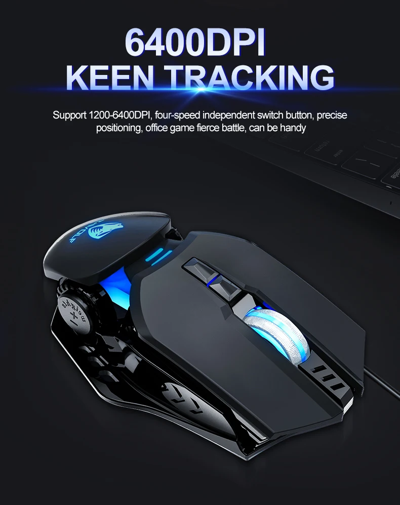 T-WOLF Mechanical Gaming Mouse Mechanical Esports Game Wired Backlit Mouse Laptop Suitable for Metal Rollers - onlinemegasale.com
