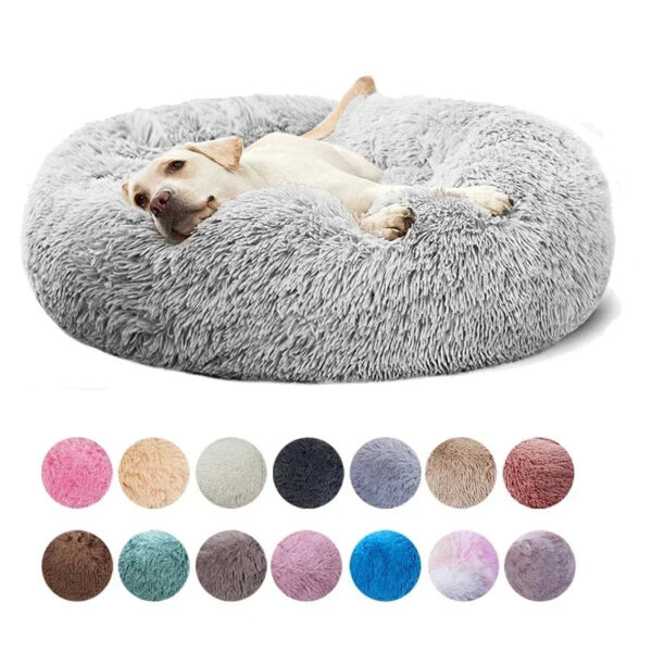 Super Soft Plush Pet Cat Bed - Full Size Washable Donut Bed for Cozy, Calm Sleep