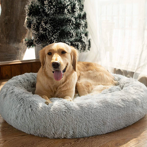 Dog Cat Soft Fluffy Calming Cushion Bed - onlinemegasale.com