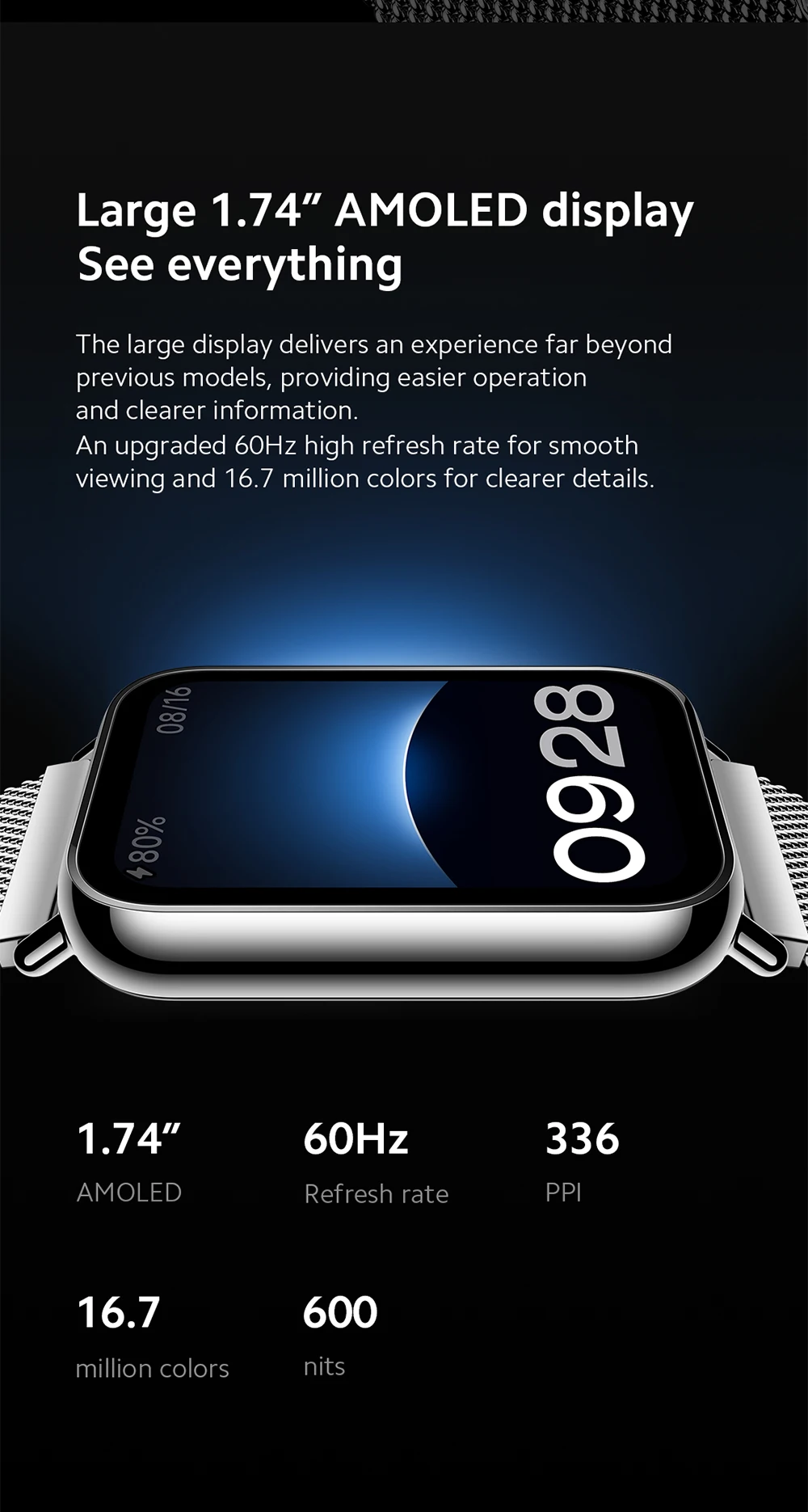 New world Premiere Global Version Xiaomi Smart Band 8 Pro 1.74”AMOLED display Built-in Up to 14-day battery life 5ATM Water - onlinemegasale.com