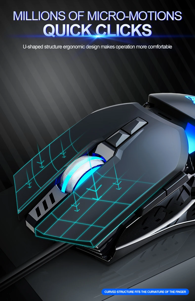 T-WOLF Mechanical Gaming Mouse Mechanical Esports Game Wired Backlit Mouse Laptop Suitable for Metal Rollers - onlinemegasale.com