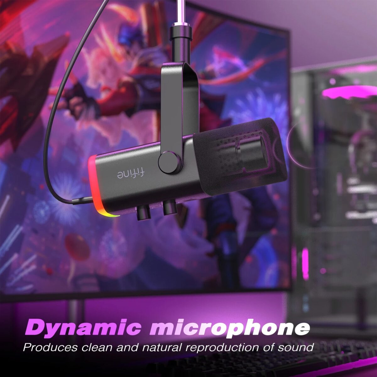 FIFINE USB/XLR Dynamic Microphone with Touch Mute Button,Headphone jack,I/O Controls,for PC PS5/4 mixer,Gaming MIC Ampligame AM8 - onlinemegasale.com
