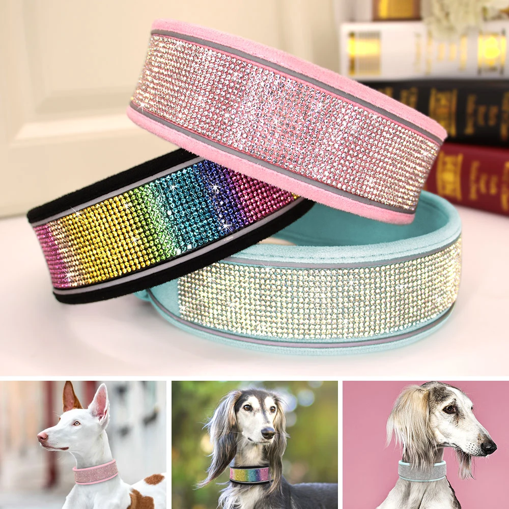 Crystal Reflective Rhinestone Bling Dog Collar - onlinemegasale.com