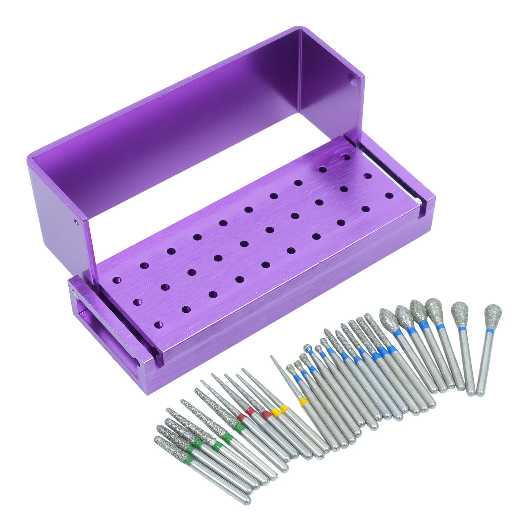 30pcs/Set Dental Diamond Burs Drill Disinfection Block High Speed Handpiece Burs Holder Aluminium Instrument Dentistry Tools - onlinemegasale.com 30pcs/Set Dental Diamond Burs Drill Disinfection Block High Speed Handpiece Burs Holder Aluminium Instrument Dentistry Tools - onlinemegasale.com