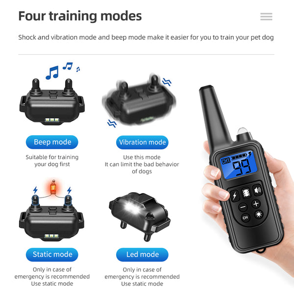 800 yd Remote Rechargeable Waterproof Stop Barking Dog Training Collar
