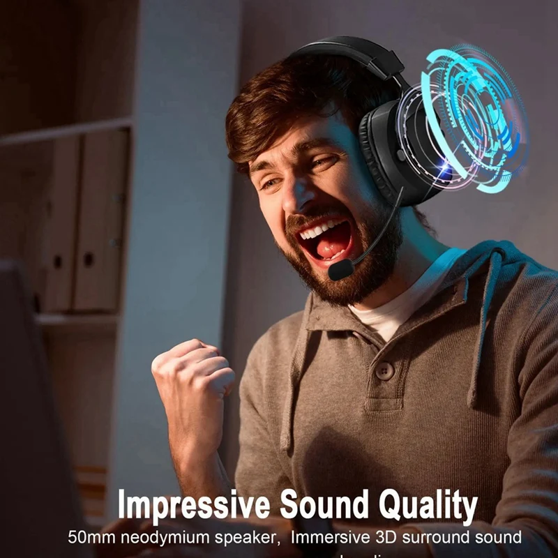 Wireless Gaming Headset With Mic 2.4G Bluetooth Headphone USB 3.5Mm Wired 3 Modes For PC,Laptop,PS4, PS5, Mac - onlinemegasale.com