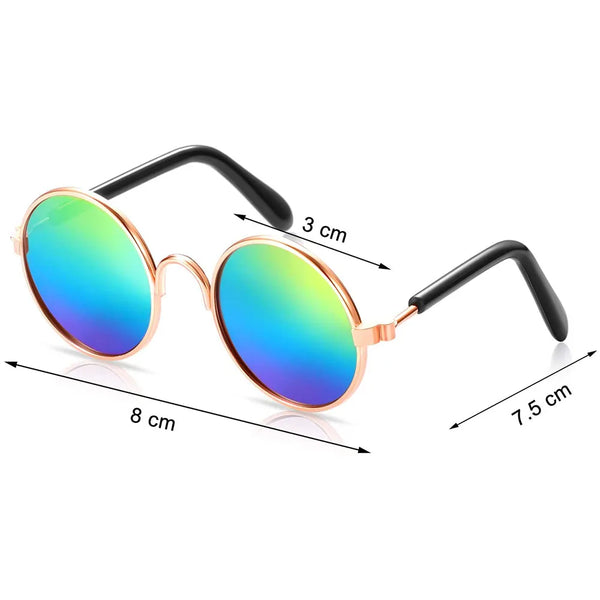Cat Dog Funny Round Metal Retro Sunglasses with Anti Slip Belt - onlinemegasale.com