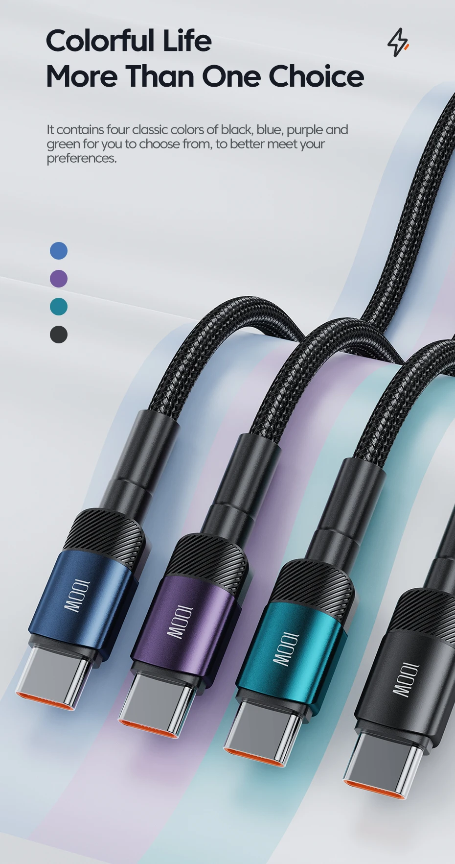 Toocki 100W USB C Cable Super Fast Charge 1M 2M 3M Type C Charger Cable For Huawei Honor Samsung Xiaomi USBC Data Charging Cabo - onlinemegasale.com