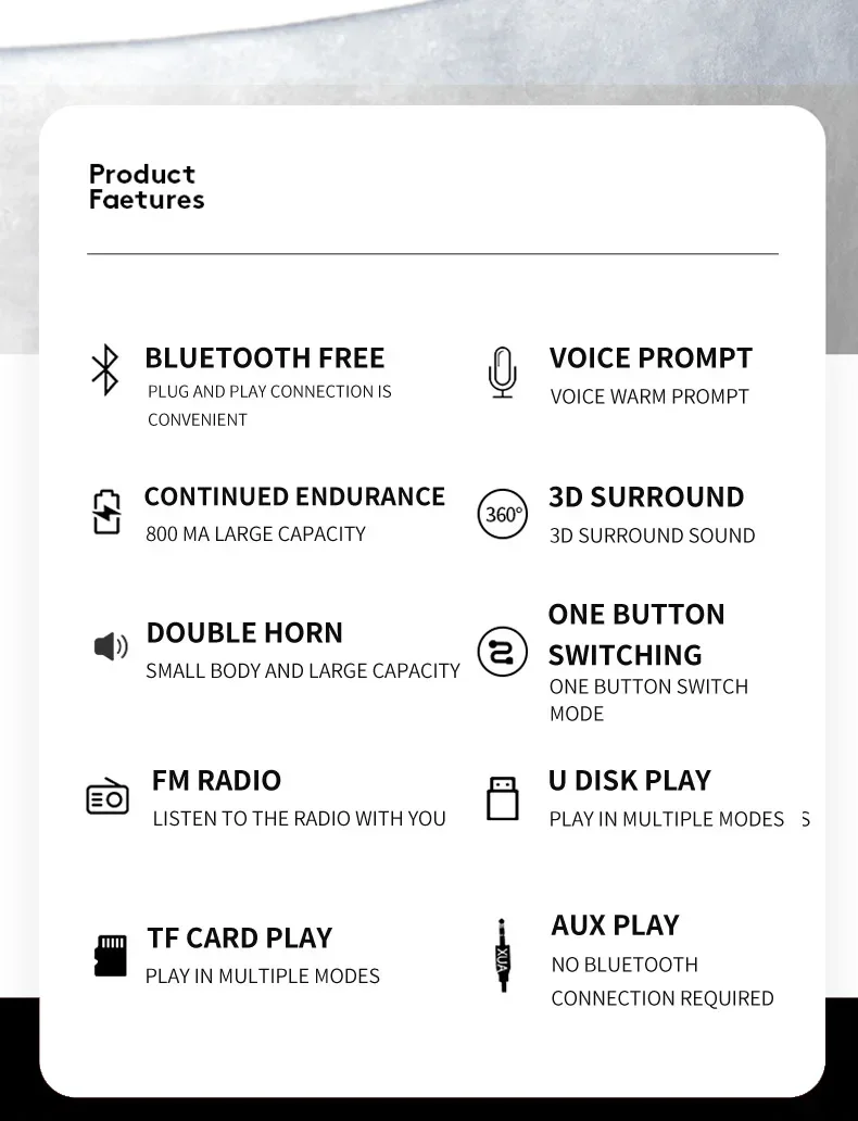Portable Bluetooth Speakers Mini Wireless High Fidelity Surround Sound Subwoofer Outdoor Waterproof Camping Party Loudspeaker - onlinemegasale.com