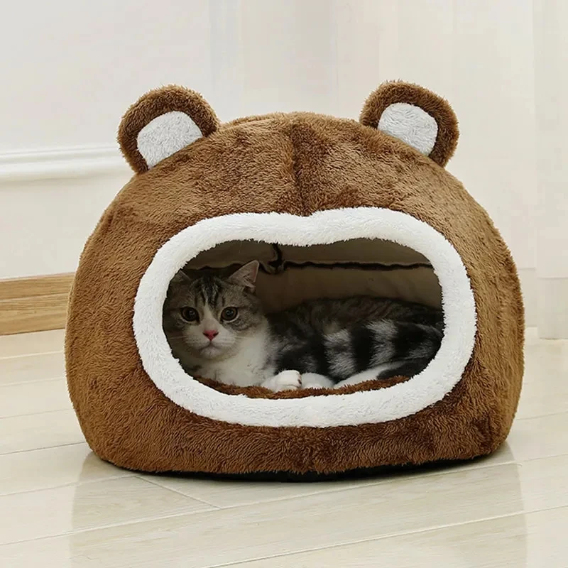 Brown Cat Bed Cozy Pet Tent - onlinemegasale.com