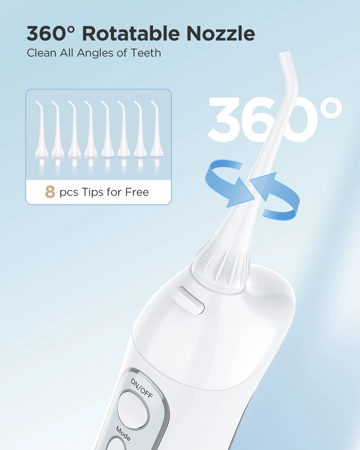 Fairywill Water Flossers Oral Irrigator Rechargeable Portable Dental 3 Modes Water Tank for Teeth 300ML Waterproof Teeth Cleaner - onlinemegasale.com