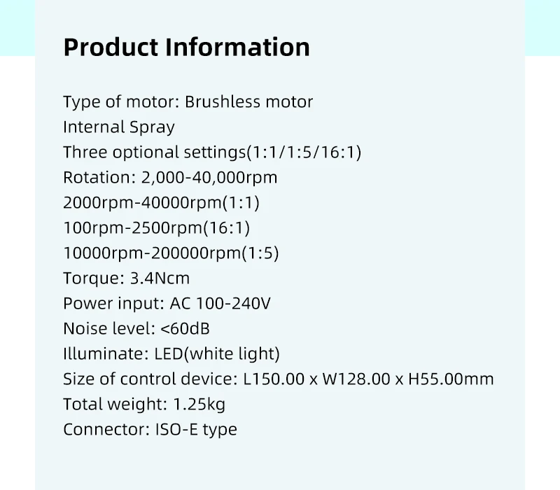 VVDental Electric Brushless LED Micro Motor Set Internal Water Spray High Rotation 1:5/1:1 Contra Angle Handpiece Dental Machine - onlinemegasale.com VVDental Electric Brushless LED Micro Motor Set Internal Water Spray High Rotation 1:5/1:1 Contra Angle Handpiece Dental Machine - onlinemegasale.com