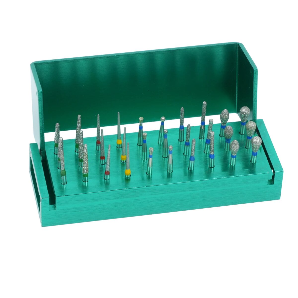 30pcs/Set Dental Diamond Burs Drill Disinfection Block High Speed Handpiece Burs Holder Aluminium Instrument Dentistry Tools - onlinemegasale.com
