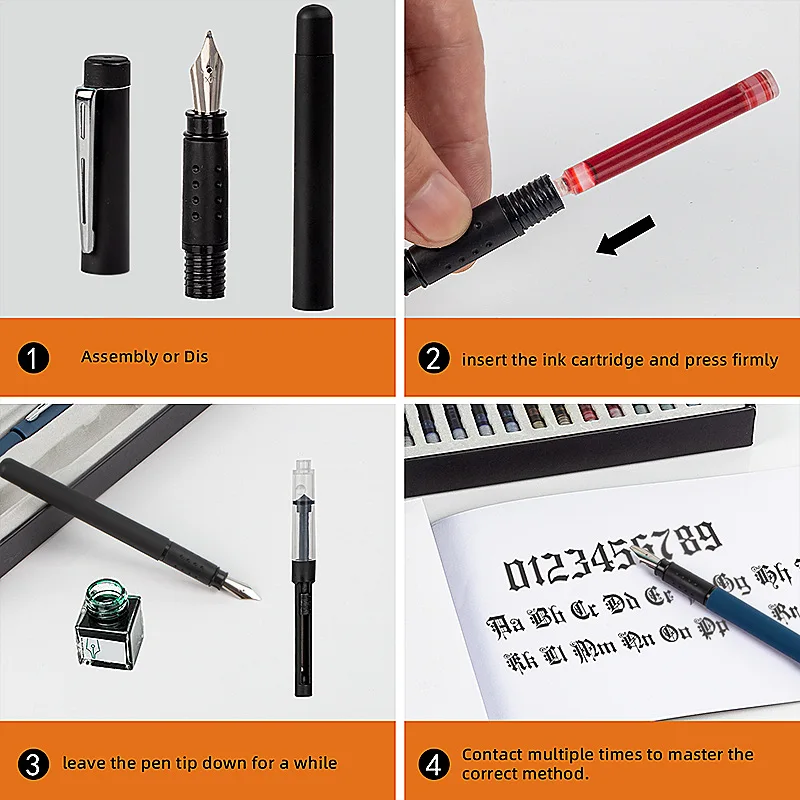 25 Piece Calligraphy Pen Writing Set 2 Fountain Pens 5 Nibs 16 Ink Cartridges for Art Gothic Flower Font English Sketch Drawing - onlinemegasale.com