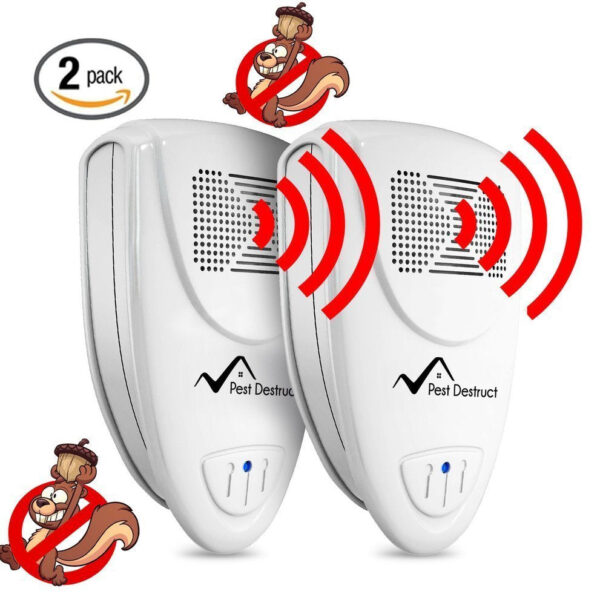 Ultrasonic Squirrel Repeller (2Pack) - Quickly Eliminate Squirrels in 24 Hours - Pest Destruct™