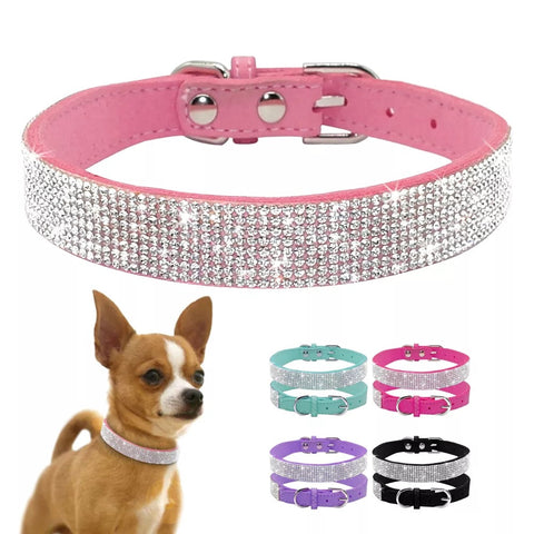 Crystal Rhinestone Reflective Dog Collar - onlinemegasale.com
