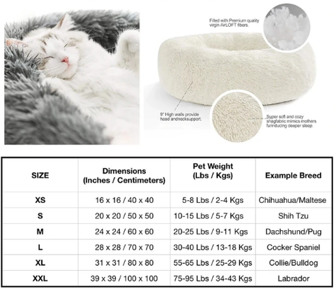 Dog Cat Soft Fluffy Calming Cushion Bed - onlinemegasale.com