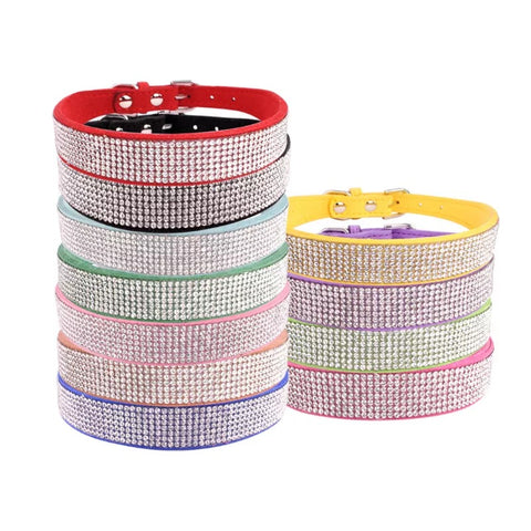 Crystal Rhinestone Reflective Dog Collar - onlinemegasale.com