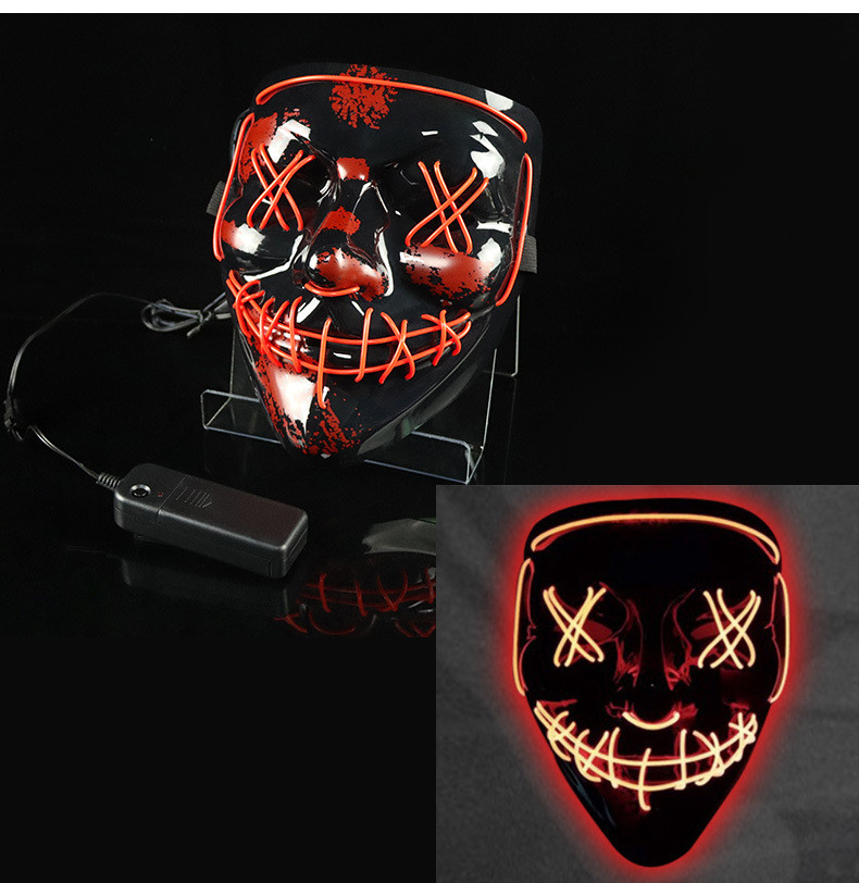 Glowing Mask LED Mask Halloween Clown Funny Bundy - onlinemegasale.com