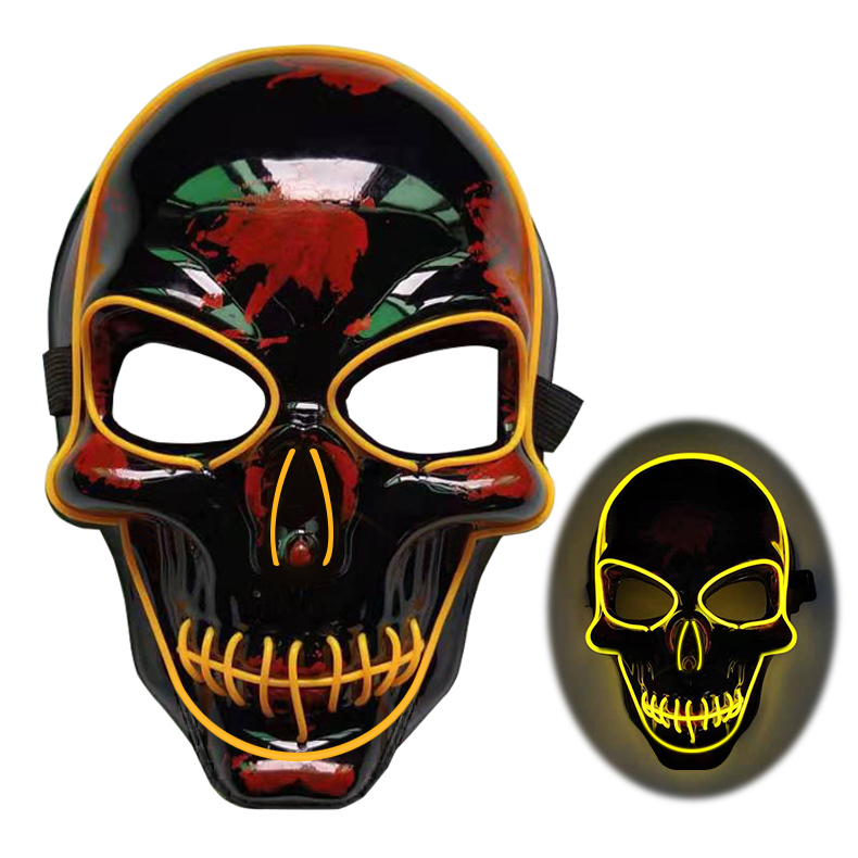 Halloween Skeleton Mask LED Glow Scary Mask - onlinemegasale.com