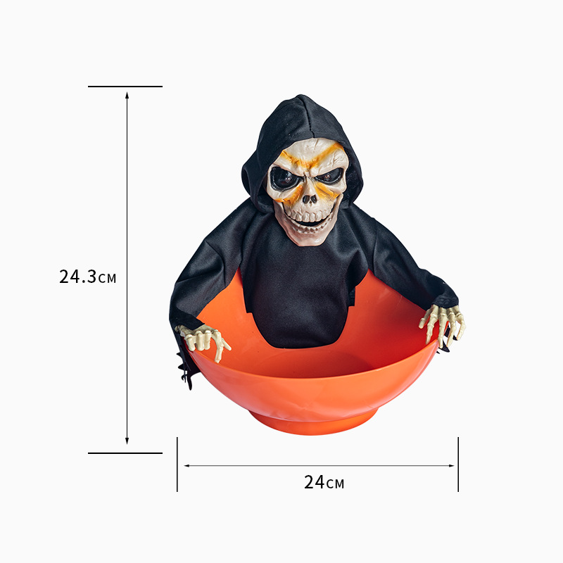 Halloween Skull Fruit Plate Spooky Electric Skeleton Candy Holder - onlinemegasale.com