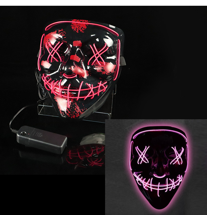 Glowing Mask LED Mask Halloween Clown Funny Bundy - onlinemegasale.com
