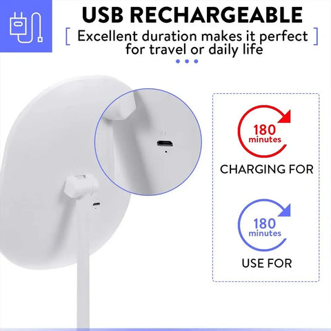 Magnifying Makeup Mirror USB Rechargeable 180-Degree Rotation - onlinemegasale.com