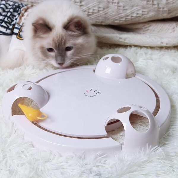 Interactive Funny Mice Catch Rotating Automatic Cat Toy Play Teaser Plate