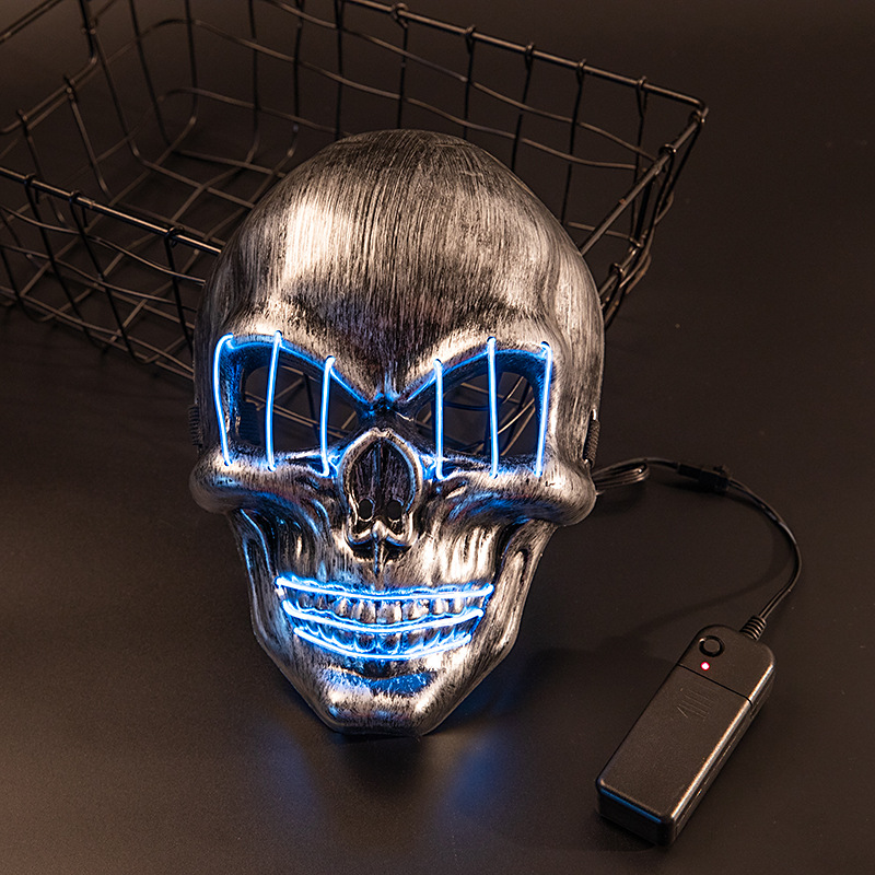 LED Halloween Face Mask Luminous Skull Cold Light Masks Dance Party Bar Disco Mask Accessories Gifts Halloween Masks - onlinemegasale.com