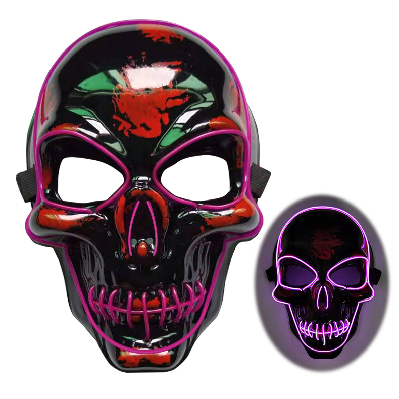 Halloween Skeleton Mask LED Glow Scary Mask - onlinemegasale.com