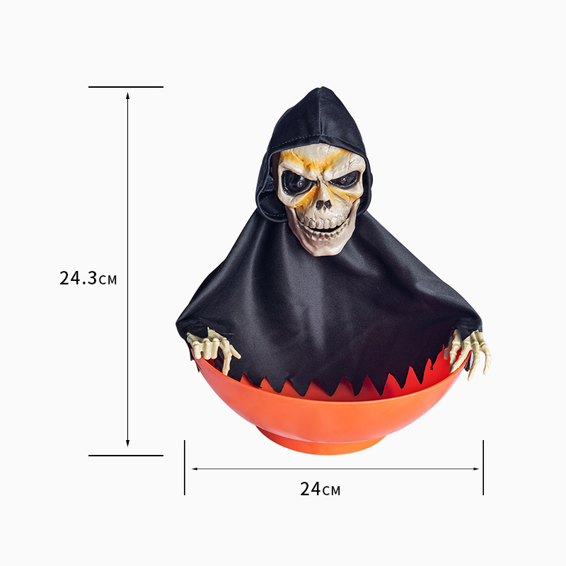 Halloween Skull Fruit Plate Spooky Electric Skeleton Candy Holder - onlinemegasale.com