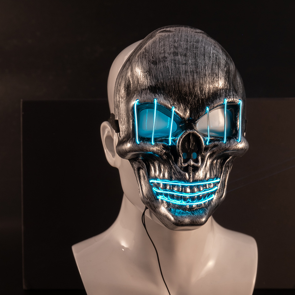 LED Halloween Face Mask Luminous Skull Cold Light Masks Dance Party Bar Disco Mask Accessories Gifts Halloween Masks - onlinemegasale.com