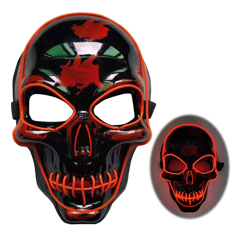 Halloween Skeleton Mask LED Glow Scary Mask - onlinemegasale.com