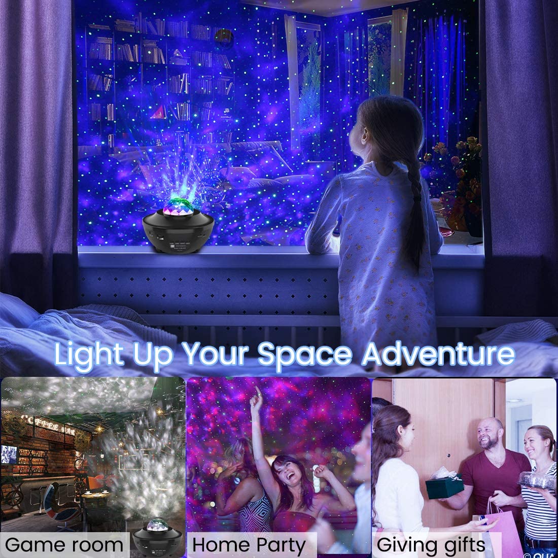 Galaxy Projector Night Light Ocean Wave Projection with Bluetooth - onlinemegasale.com