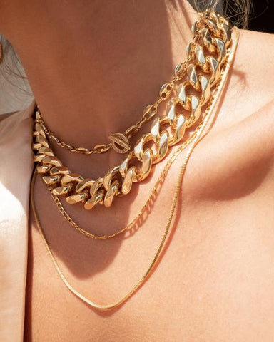 18K Gold Cuban Chunky Chain Necklace - onlinemegasale.com