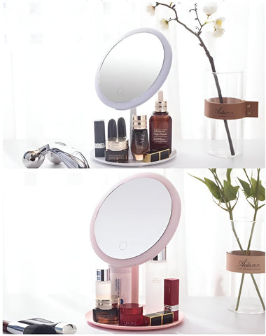 LED Makeup Mirror With Storage Tray - onlinemegasale.com