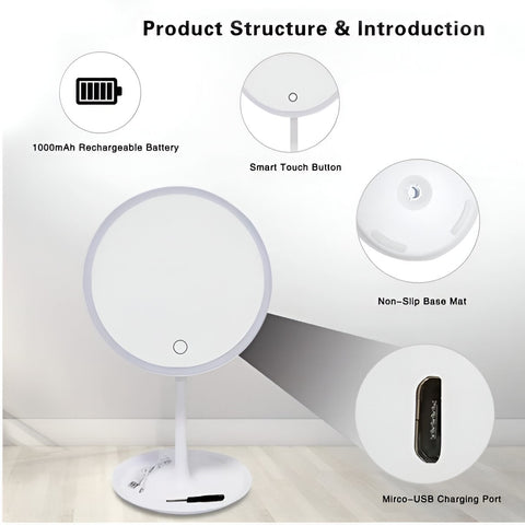 LED Makeup Mirror With Storage Tray - onlinemegasale.com
