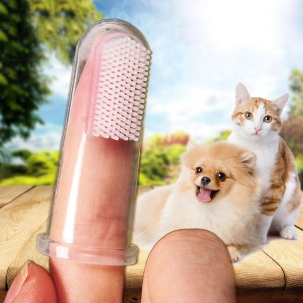 Super Soft Pet Finger Toothbrush Dog Brush Bad Breath Tartar Teeth Tool