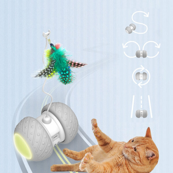 Smart Interactive Rotating Funny Game Cat Toy LED Light-Feather Ball
