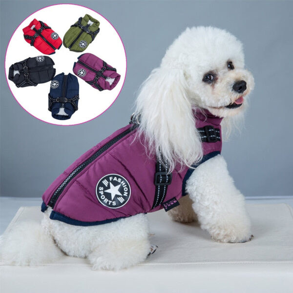 Waterproof Dog Warm Jacket with Built-in Harness