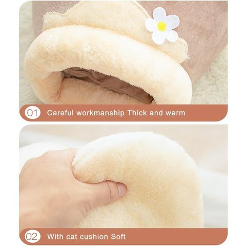 CozyCave Cute Winter Foldable Soft Plush Cat Bed - onlinemegasale.com