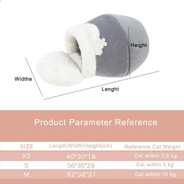 CozyCave Cute Winter Foldable Soft Plush Cat Bed - onlinemegasale.com