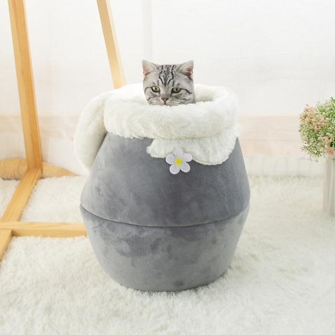CozyCave Cute Winter Foldable Soft Plush Cat Bed - onlinemegasale.com