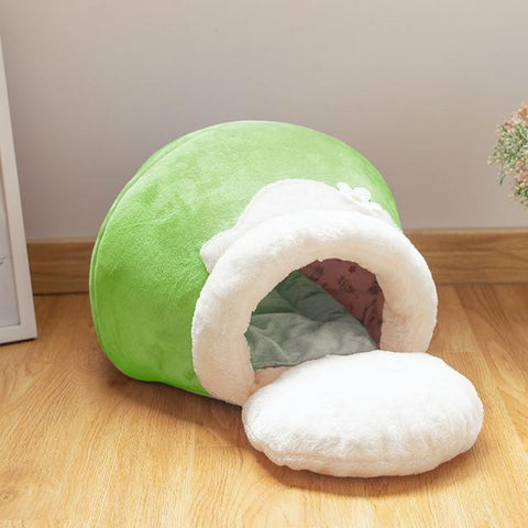 CozyCave Cute Winter Foldable Soft Plush Cat Bed - onlinemegasale.com