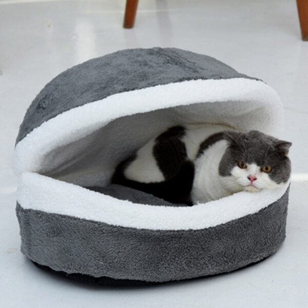 Plush Round Warm Soft Long Plush Pet House Sleeping Bed